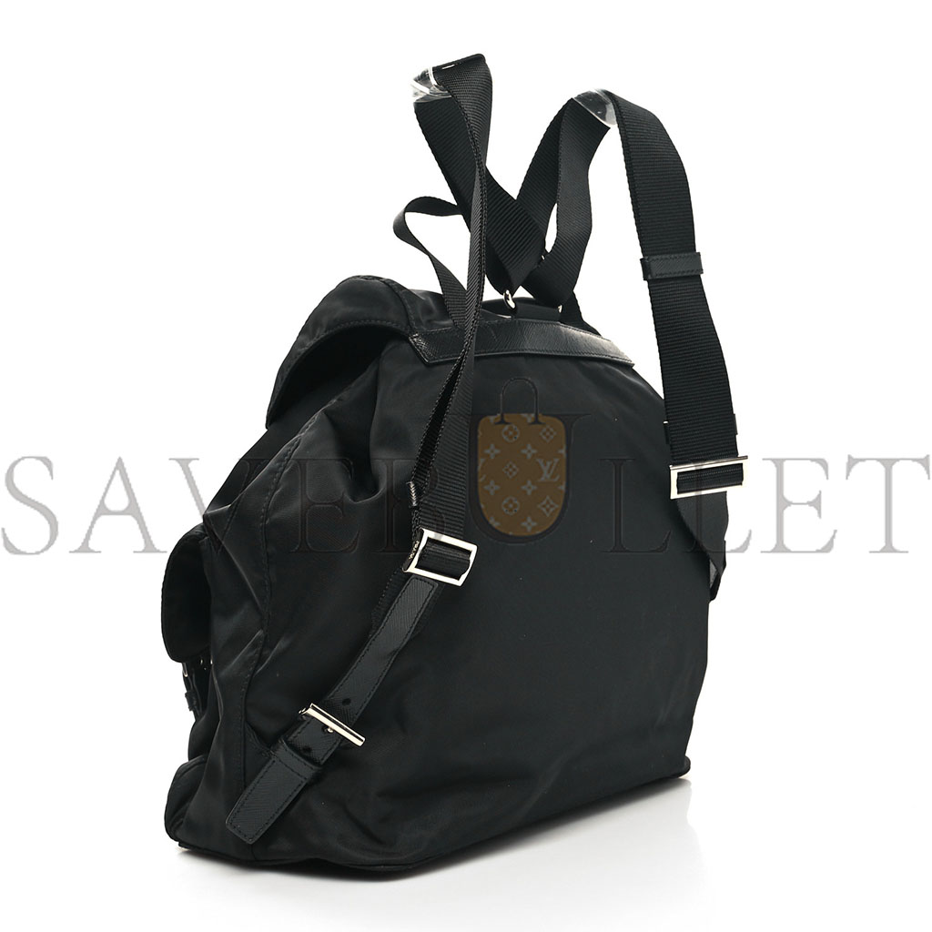 PRADA RE-NYLON TESSUTO SAFFIANO MEDIUM BACKPACK BLACK (29*28*15cm)