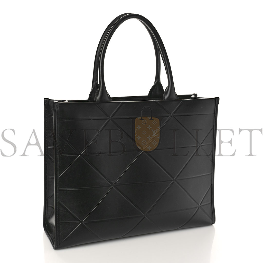 PRADA SOFT CALFSKIN TRIANGOLO SYMBOLE EMBOSSED MEDIUM TOTE BLACK (35*27*11cm)