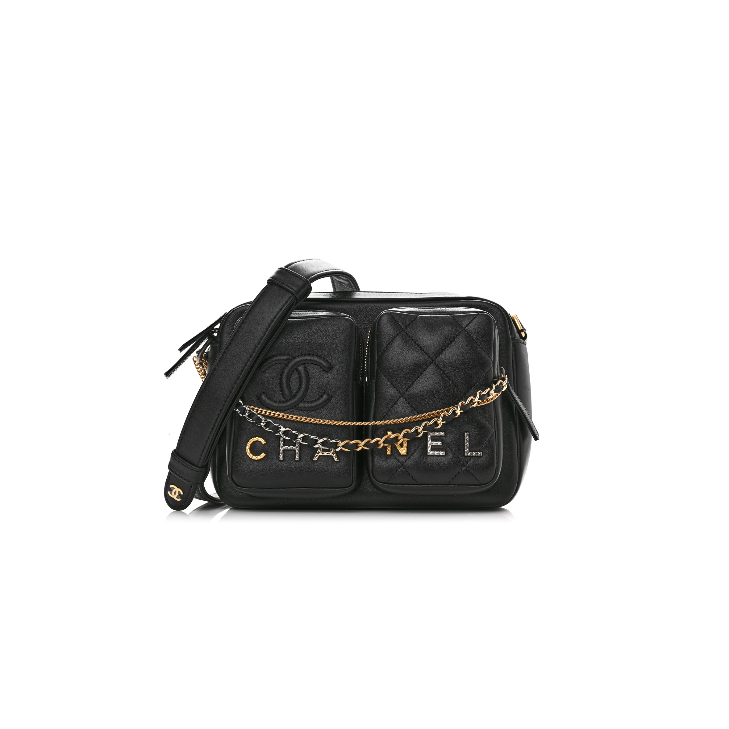 CHANEL MASTER CALFSKIN QUILTED SMALL CAMERA CASE BLACK AS2923 (20.5*14.5*9cm)