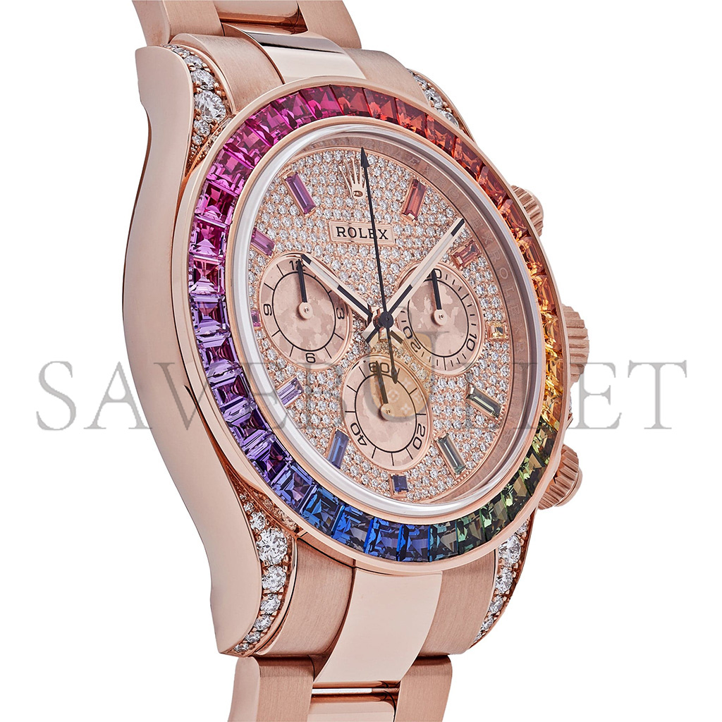 ROLEX DAYTONA 'RAINBOW' ROSE GOLD PAVE DIAMOND DIAL WATCH 116595RBOW