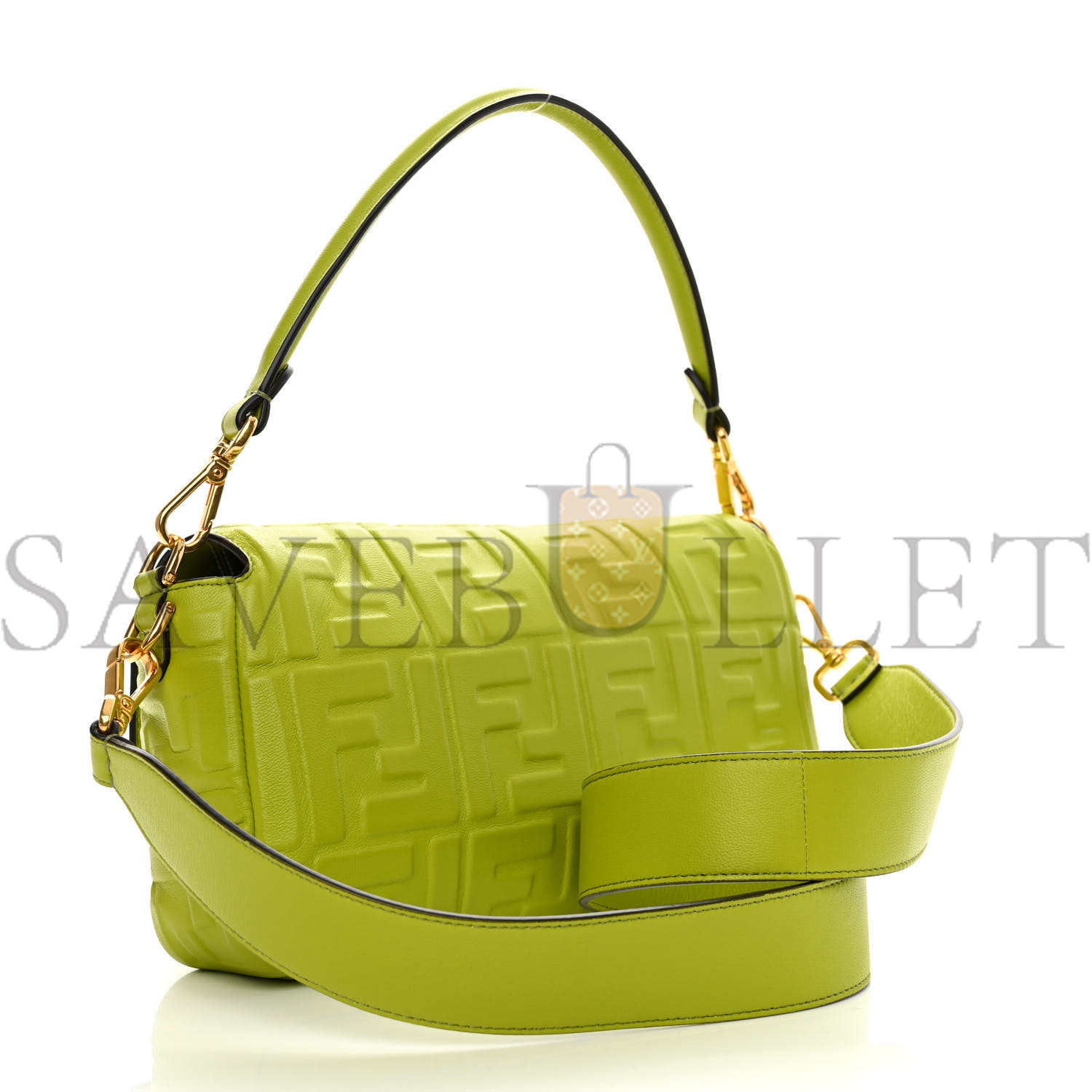 FENDI NAPPA FF 1974 EMBOSSED BAGUETTE WASABI (26*15*5cm)