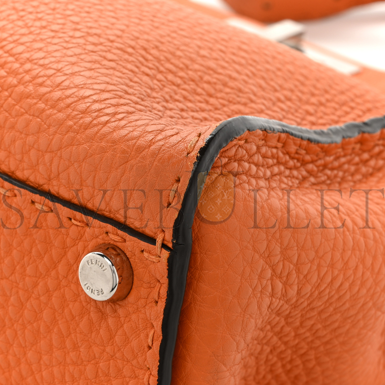 FENDI CUOIO ROMANO SELLERIA BI-COLOR MEDIUM PEEKABOO ICONIC SATCHEL ORANGE STONE (34*26*13cm)