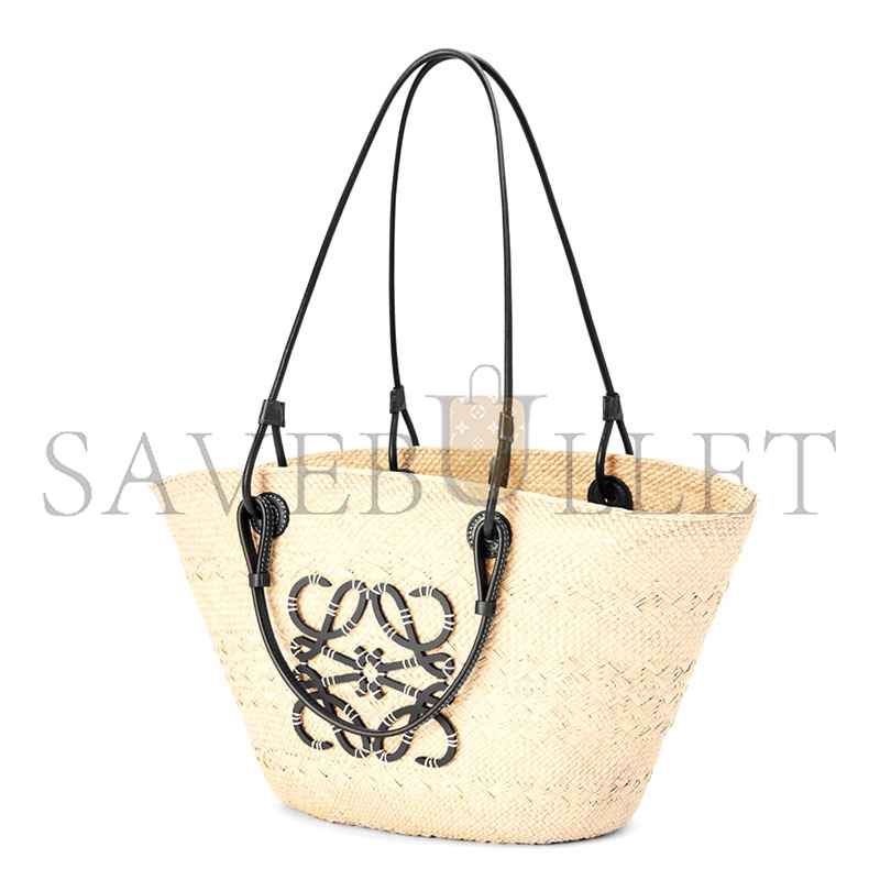 LOEWE MEDIUM ANAGRAM BASKET BAG IN IRACA PALM AND CALFSKIN A223T43X02 (46*24.5*16cm) LOEWE MEDIUM ANAGRAM BASKET BAG IN IRACA PALM AND CALFSKIN A223T43X02 (46*24.5*16cm)