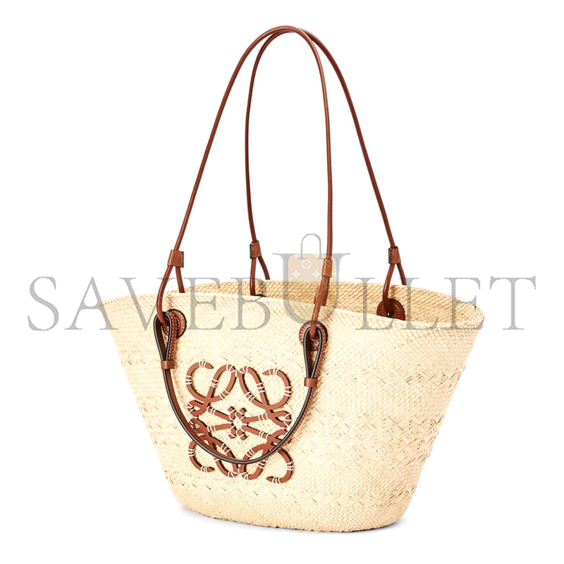 LOEWE MEDIUM ANAGRAM BASKET BAG IN IRACA PALM AND CALFSKIN A223T43X02 (46*24.5*16cm) LOEWE MEDIUM ANAGRAM BASKET BAG IN IRACA PALM AND CALFSKIN A223T43X02 (46*24.5*16cm)