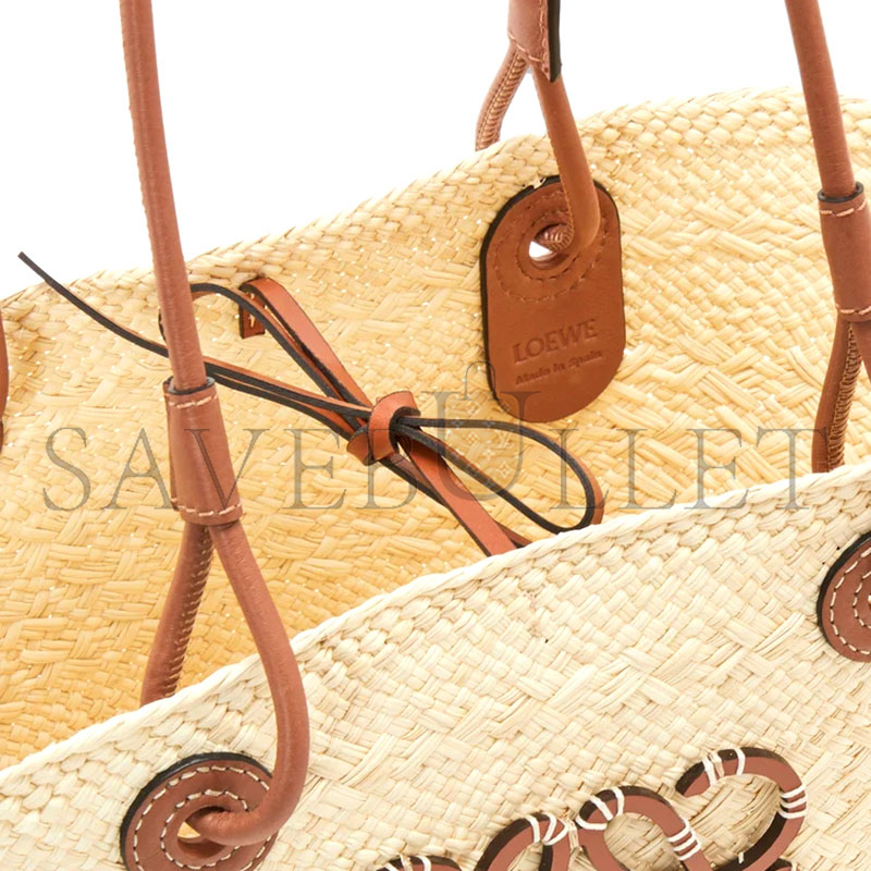LOEWE MEDIUM ANAGRAM BASKET BAG IN IRACA PALM AND CALFSKIN A223T43X02 (46*24.5*16cm) LOEWE MEDIUM ANAGRAM BASKET BAG IN IRACA PALM AND CALFSKIN A223T43X02 (46*24.5*16cm)