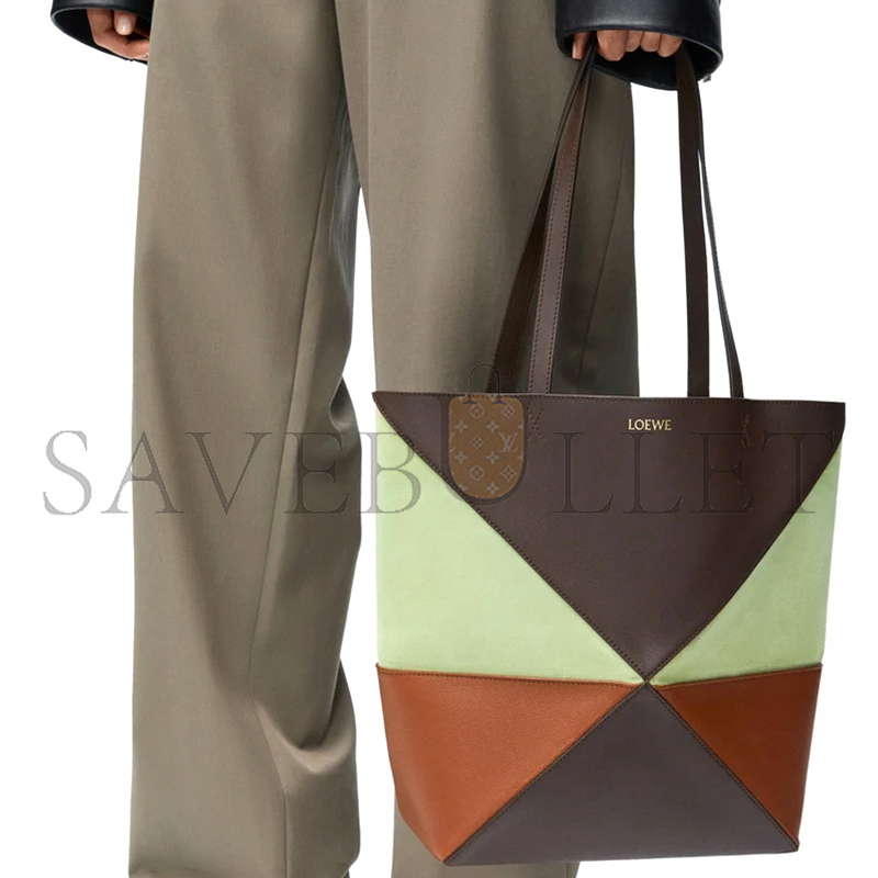 LOEWE MEDIUM PUZZLE FOLD TOTE IN CALFSKIN AND SUEDE A779G50X73 (25.5*31.5*14.5cm)