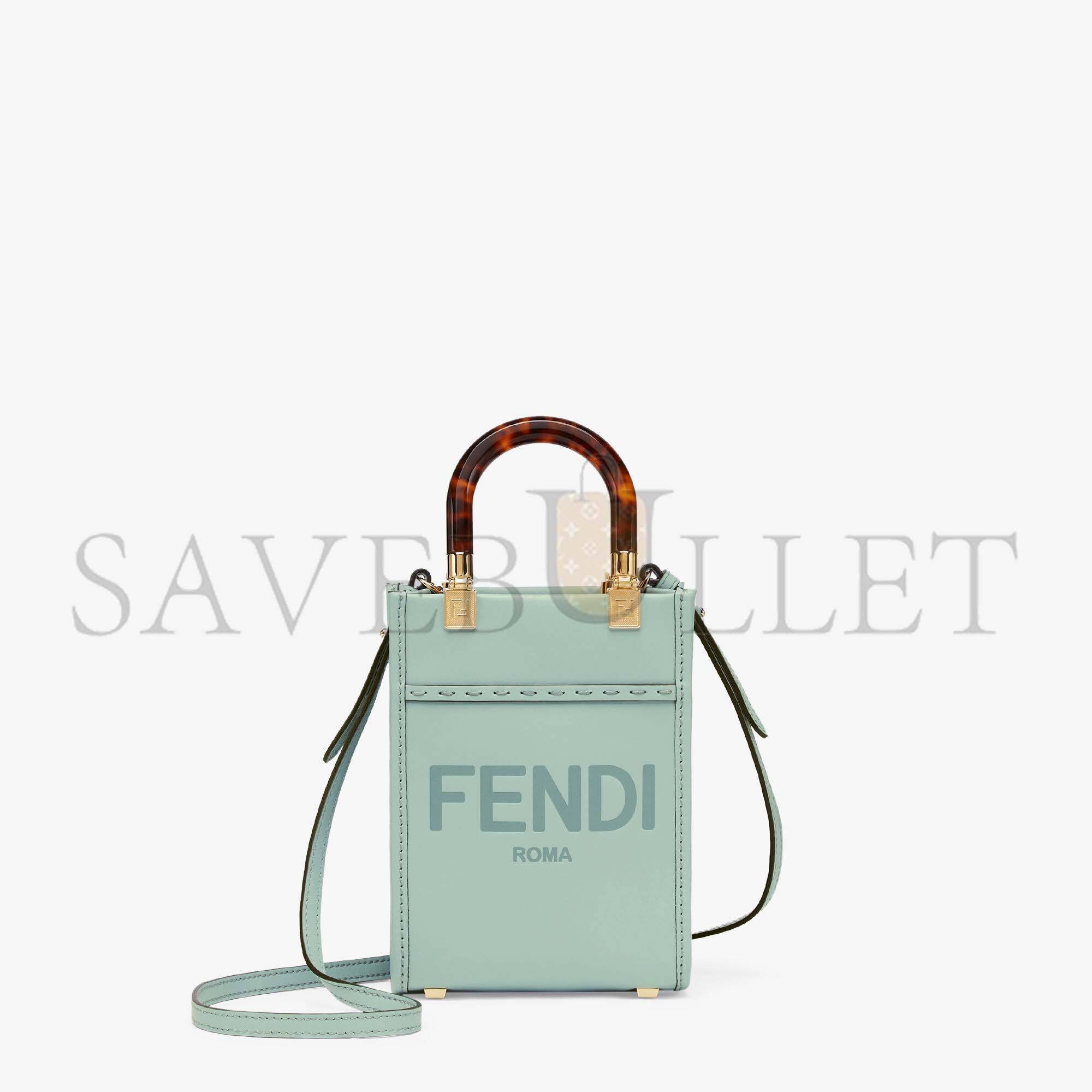 FENDI MINI SUNSHINE SHOPPER - MINT GREEN LEATHER MINI-BAG 8BS051ABVLF03HW (18*13*6.5cm)