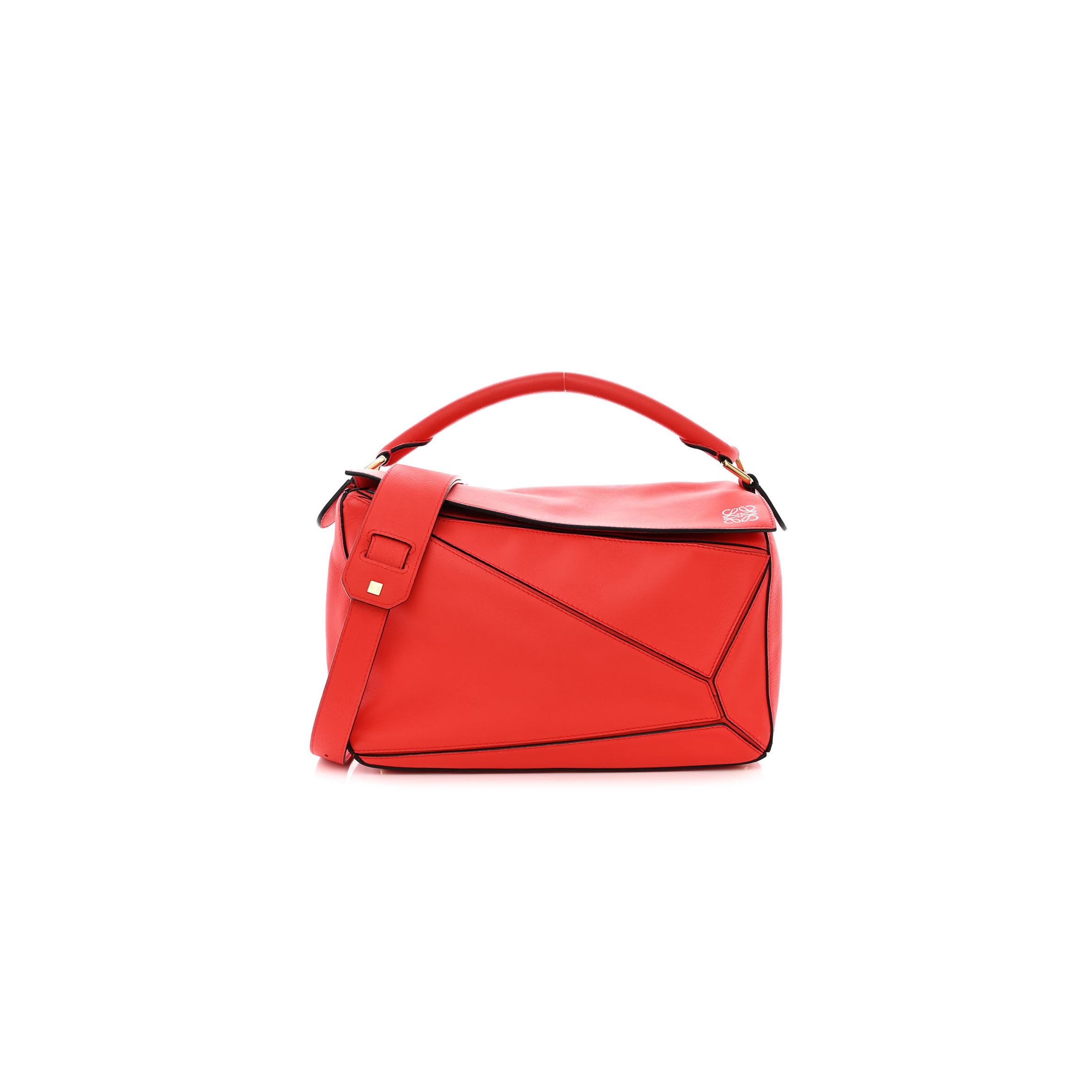 LOEWE CALFSKIN MEDIUM PUZZLE BAG SCARLET (28*18*12cm)