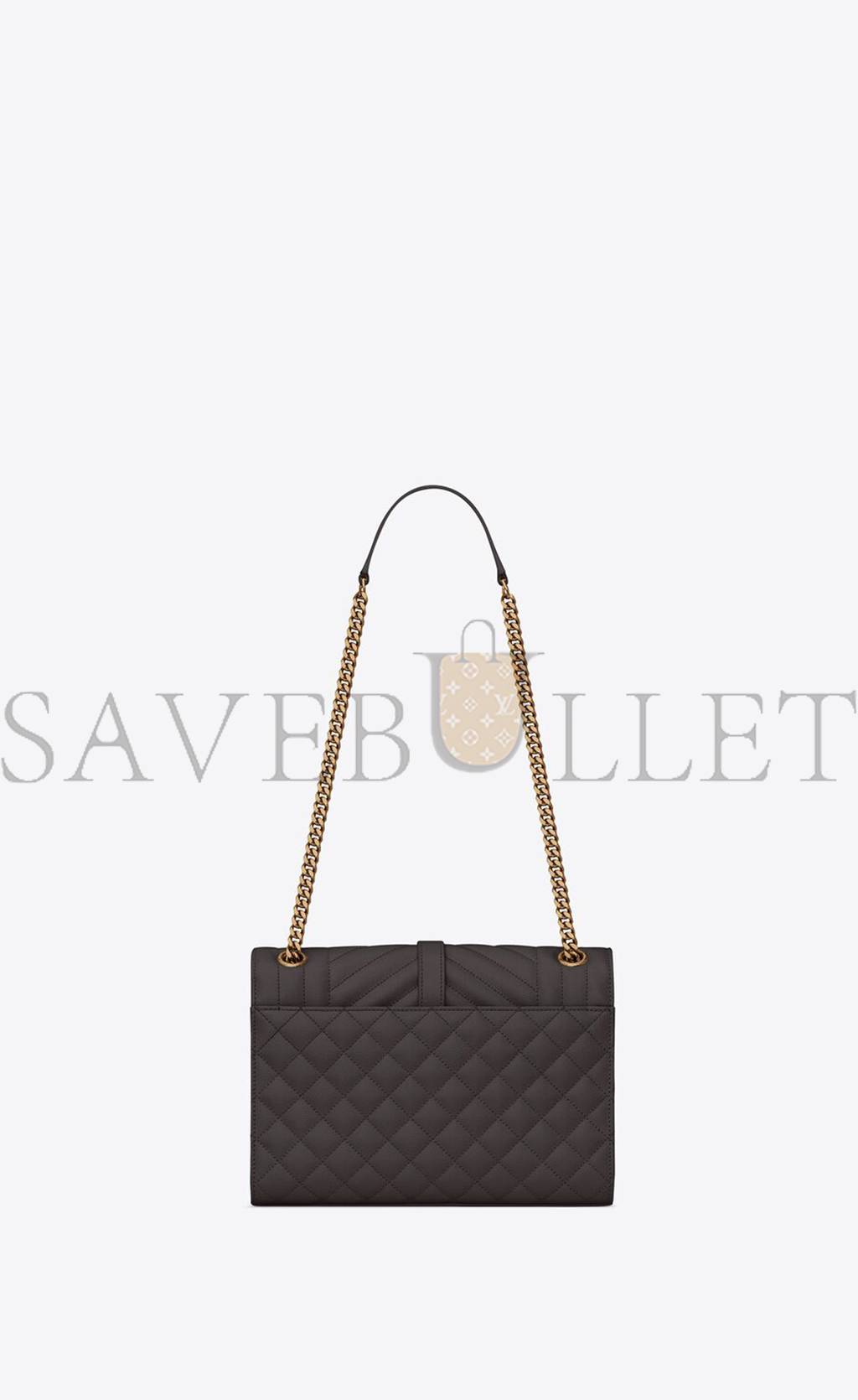 YSL ENVELOPE MEDIUM CHAIN BAG IN MIX MATELASS&EACUTE; GRAIN DE POUDRE EMBOSSED LEATHER 600185BOW971112 (24*17.5*6cm)