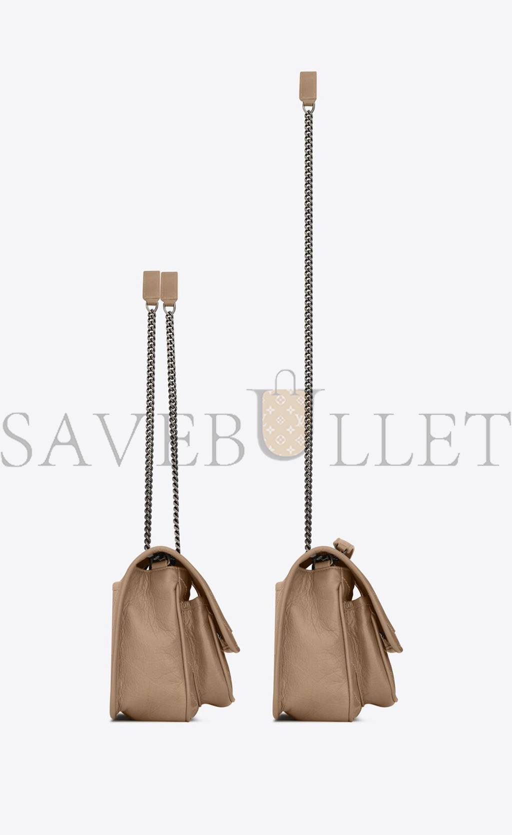 YSL NIKI BABY CHAIN BAG IN CRINKLED VINTAGE VEGETABLE-TANNED LEATHER 6331601YG042826 (21*16*7.5cm)