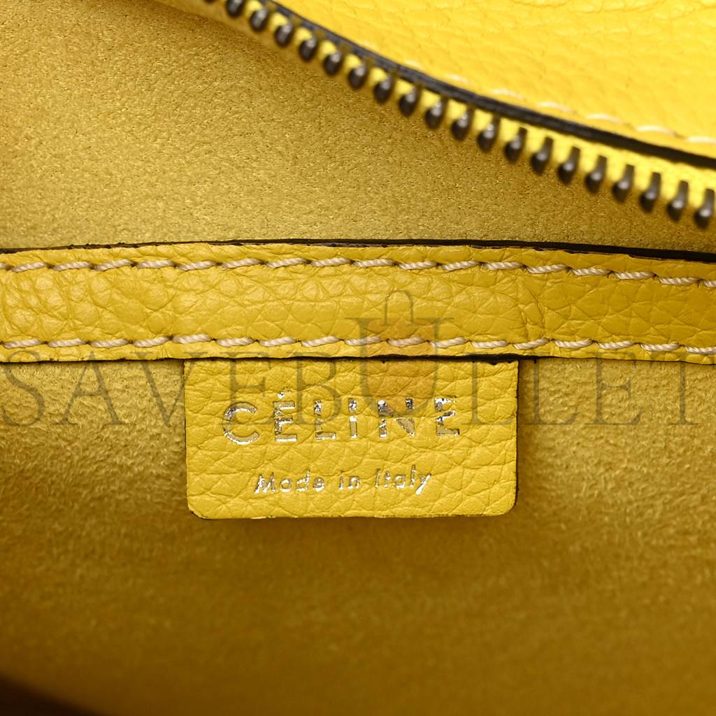 CELINE DRUMMED CALFSKIN NANO LUGGAGE CITRON (20*19*10cm)