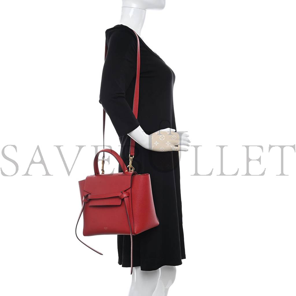 CELINE BABY GRAINED CALFSKIN MICRO BELT BAG COQUELICOT (24*19*14cm)