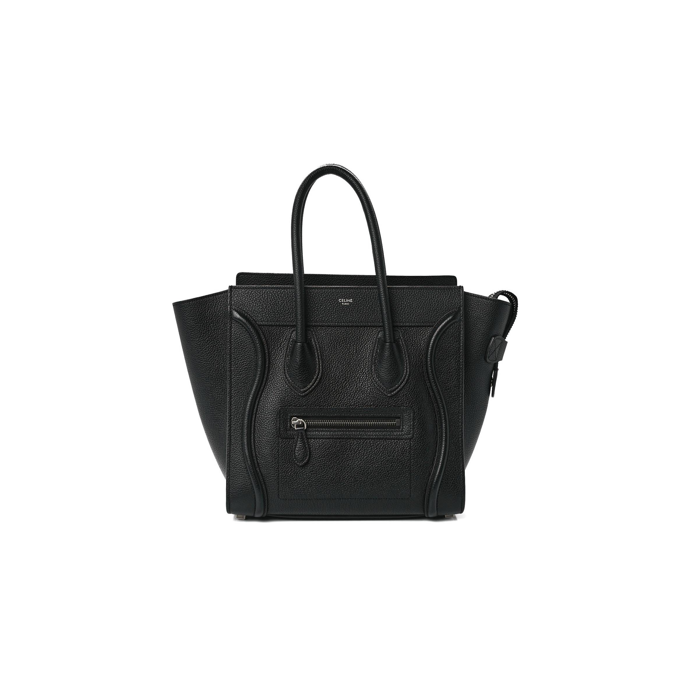 CELINE DRUMMED CALFSKIN MICRO LUGGAGE BLACK (20*20*10cm)