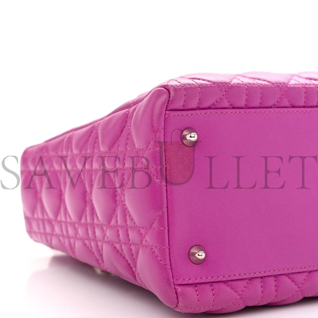 DIOR LAMBSKIN CANNAGE MEDIUM LADY DIOR PINK (23*20*12.1cm)