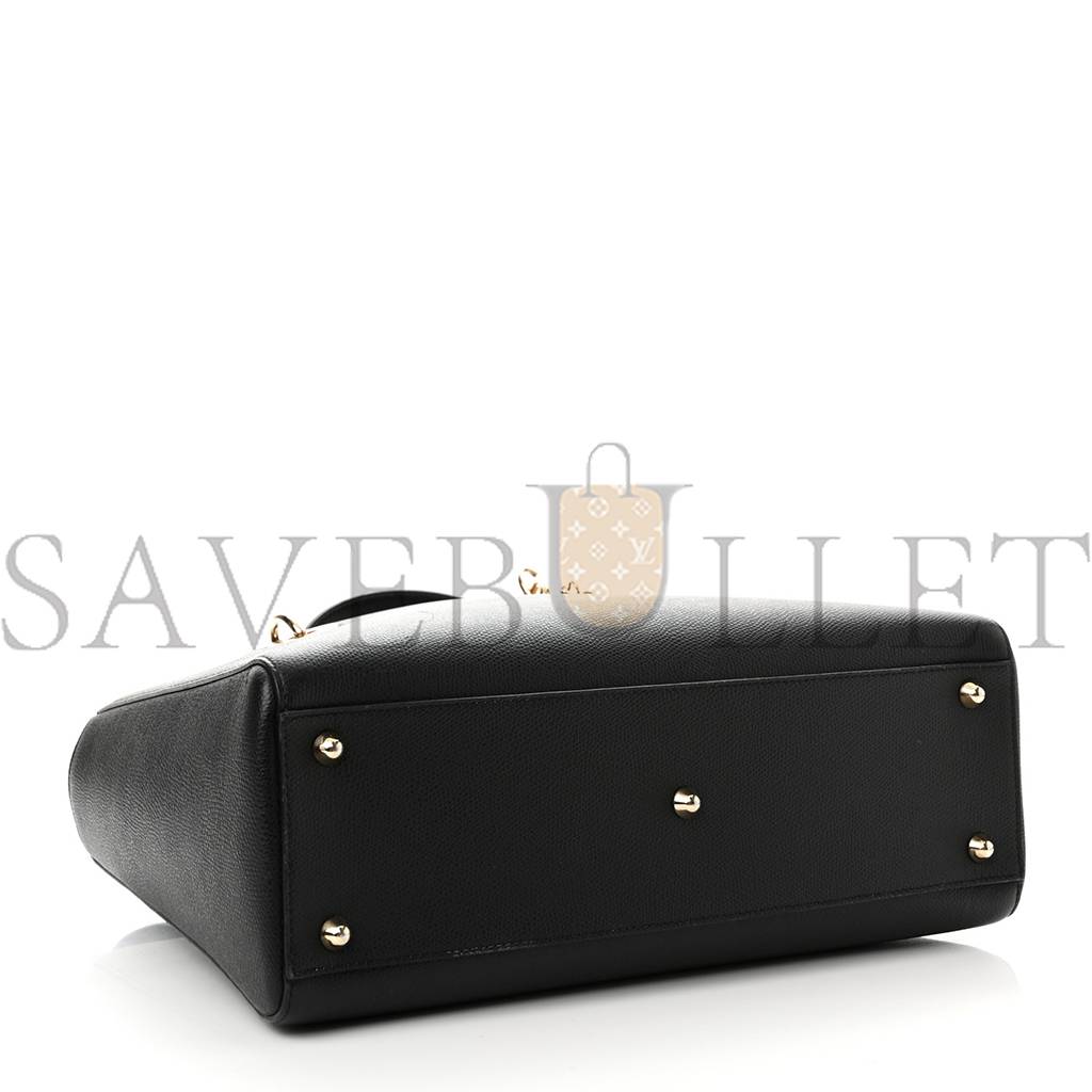 DIOR GRAINED CALFSKIN LARGE LADY DIOR BLACK (32*24*12.1cm)