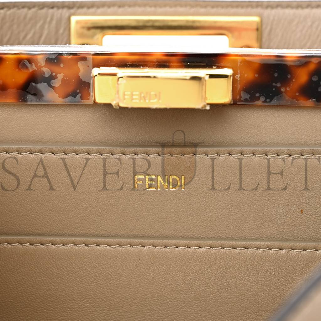 FENDI VITELLO SETA PLEXIGLASS TORTOISE MEDIUM PEEKABOO ICONIC SATCHEL TORTORA (34*25*13cm)